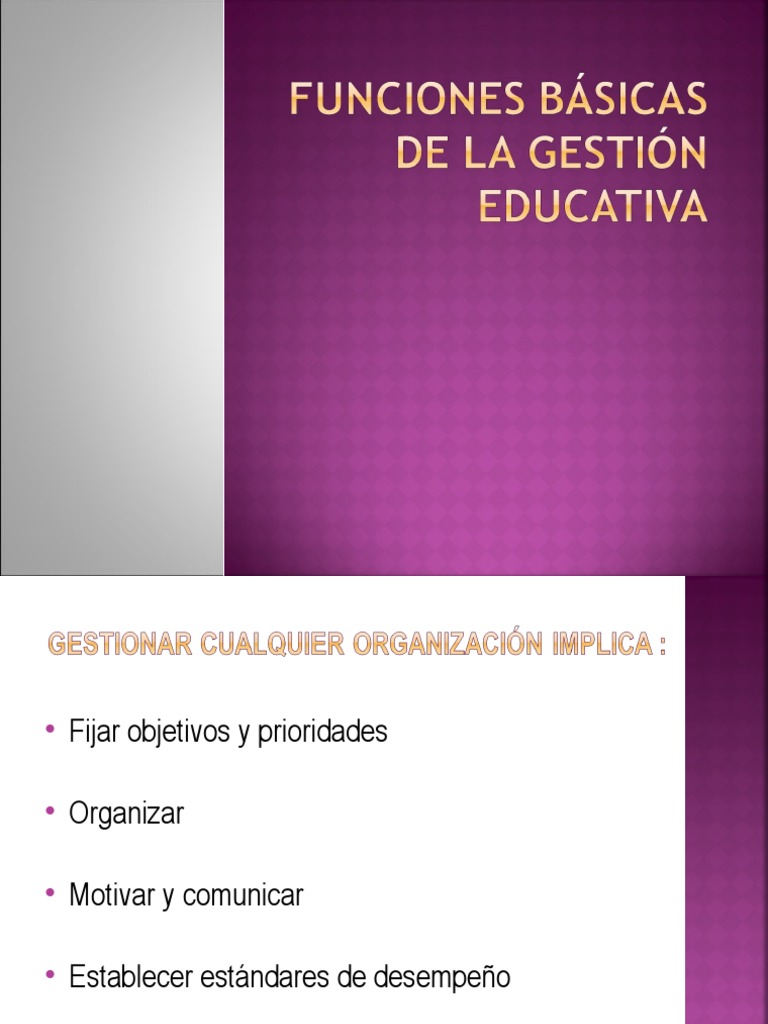Funciones Básicas de La Gestión Educativa | PDF | Aprendizaje | Cognición