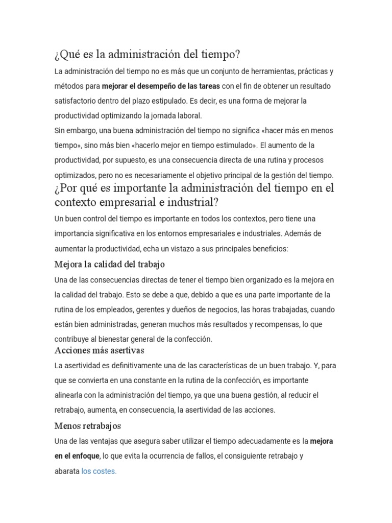 Definición de administración del tiempo | PDF | Planificación