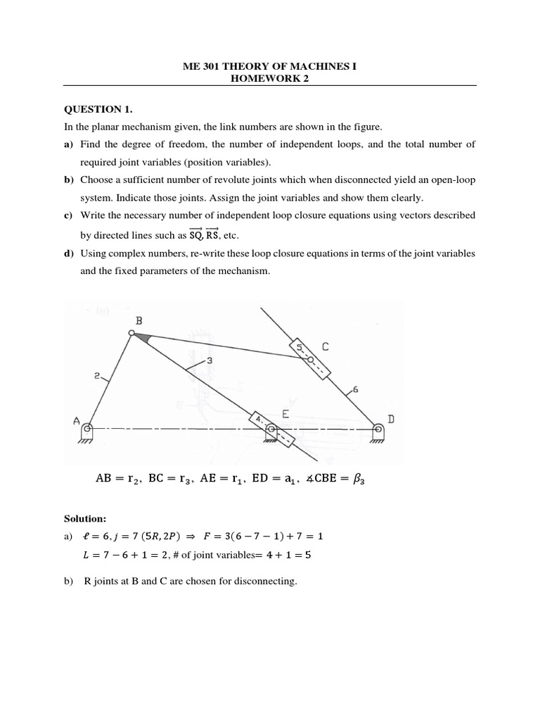 ME 301 HW2 2016-2017 Fall Solution | PDF | Equations | Mathematical Objects