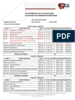 Boletín Informativo de Calificaciones Programa Nacional de Formación en Mecánica