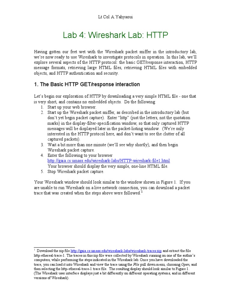 Wireshark Lab: Analyzing HTTP Protocol | PDF | Hypertext Transfer ...