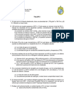 Química General - Taller 3 sobre gases ideales, leyes de los gases y propiedades físicas