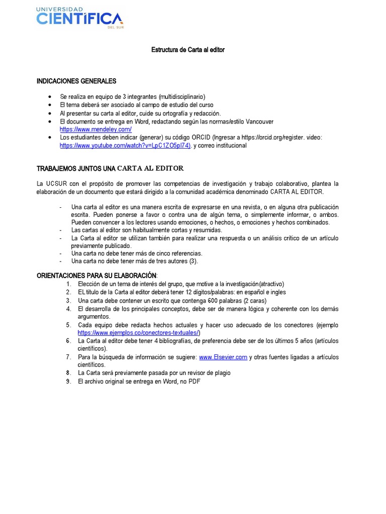 Estructura de Carta al Editor | PDF | Comunicación