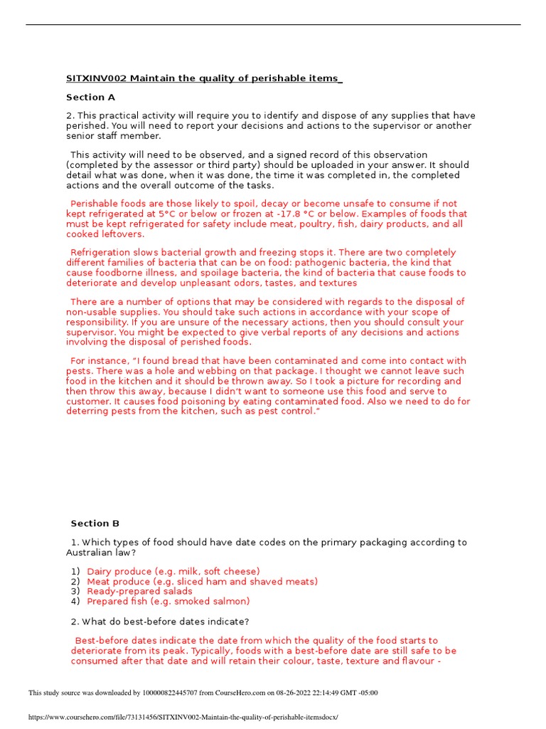 Ensuring Perishable Food Quality | PDF | Foods | Refrigerator