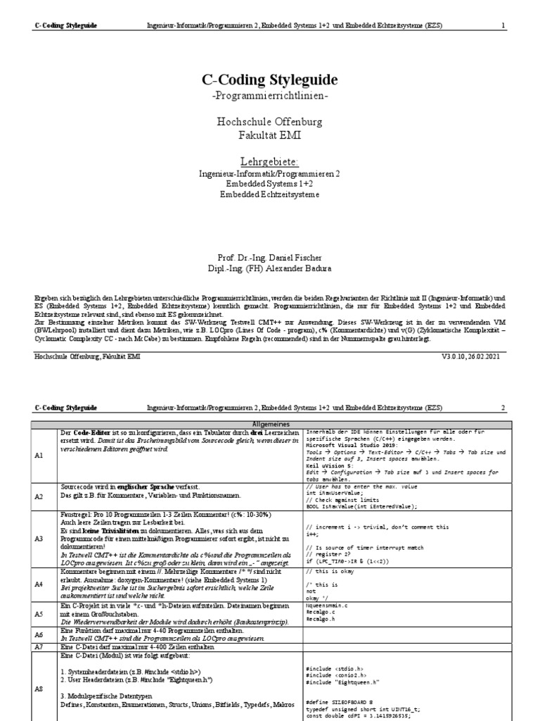 C CodingStyleGuide 3.0.10 | PDF