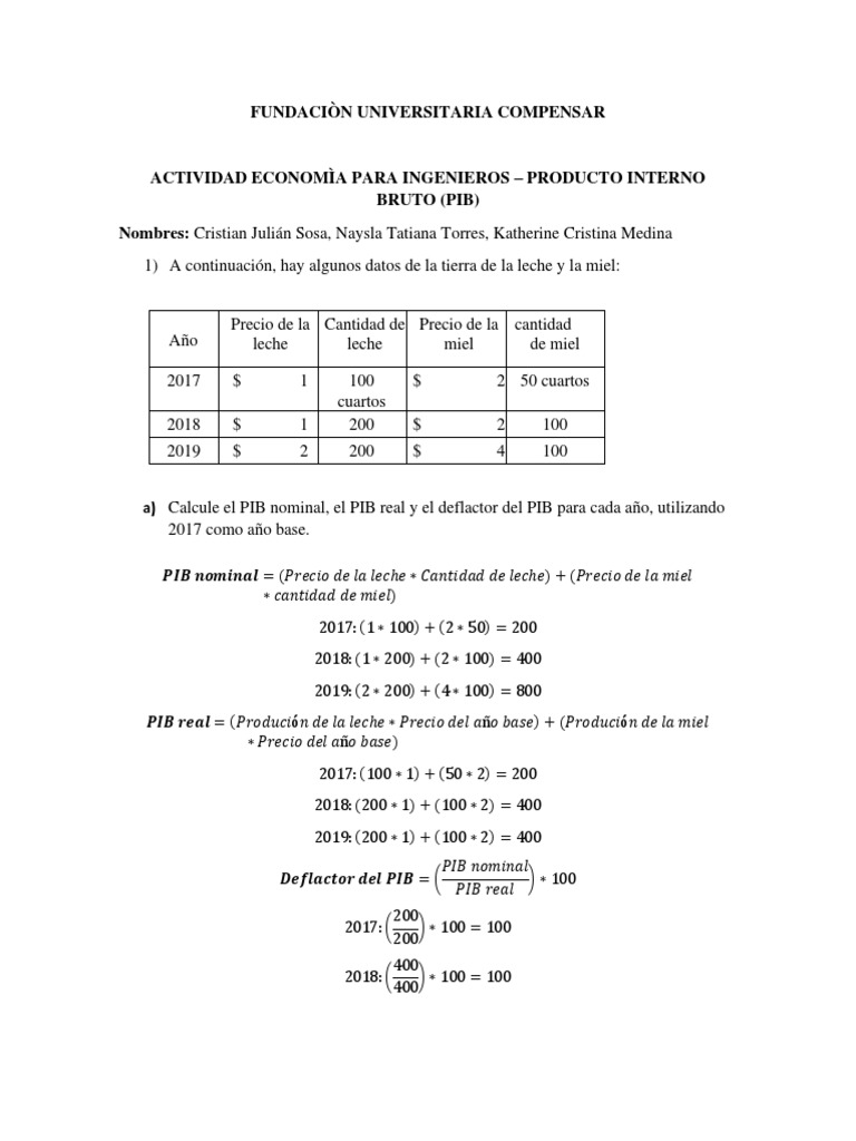 Cálculo del PIB y Análisis Económico | PDF | Producto Interno Bruto ...
