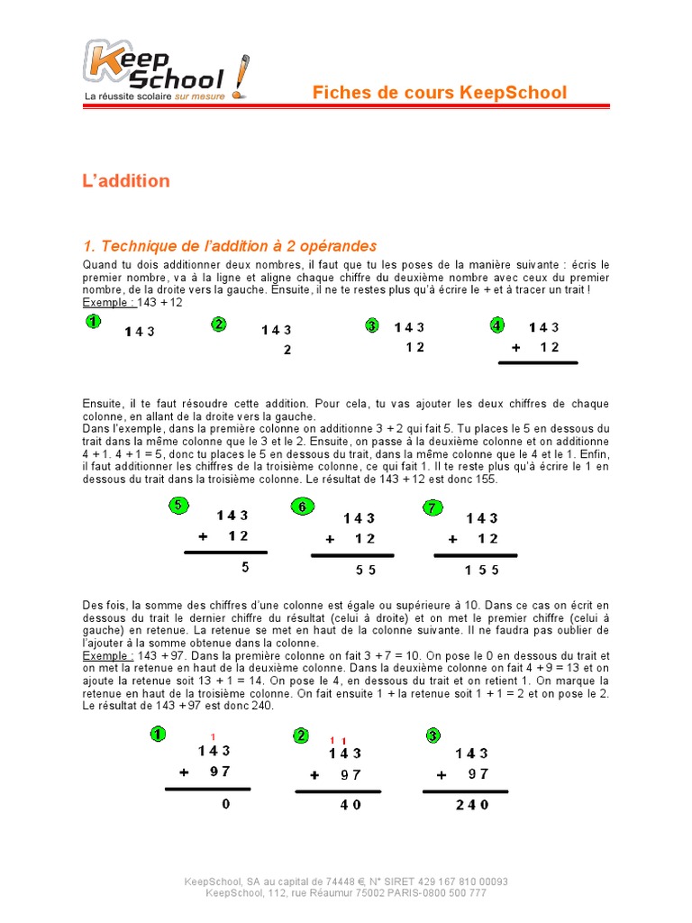 Techniques d'Addition pour CE1 | PDF | Mathématiques | Arithmétique