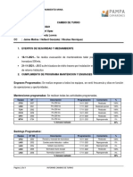 Cambio de Turno Mantencion Mina Del 16 Al 22 de Noviembre