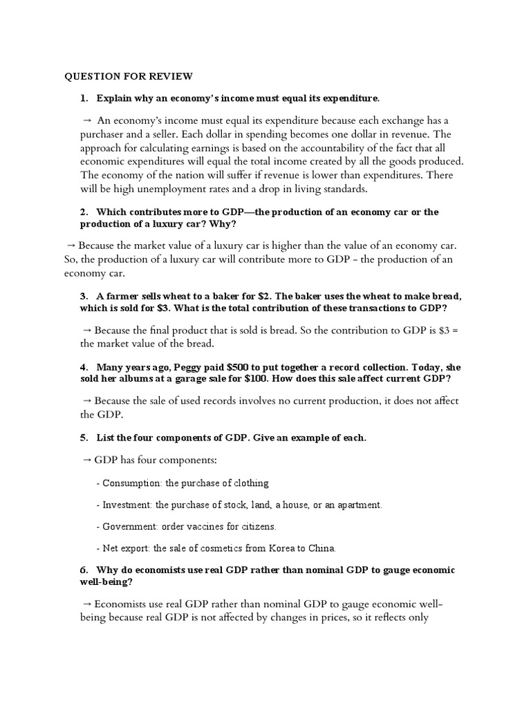 Economics Study Guide | PDF | Gross Domestic Product | Real Gross ...
