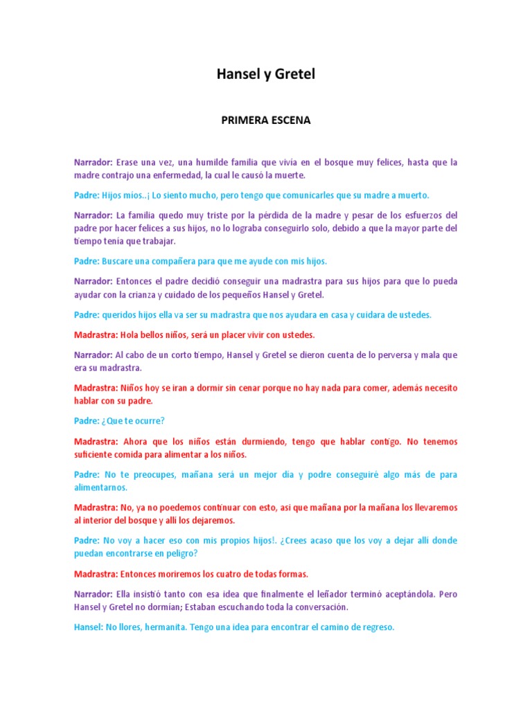 Guion Hansel y Gretel PDF Hansel y Gretel