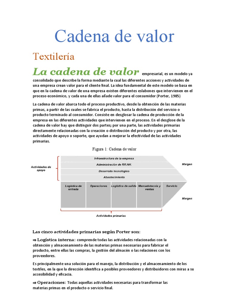 Cadena de Valor en Textilería | PDF | Cadena de valor | Logística