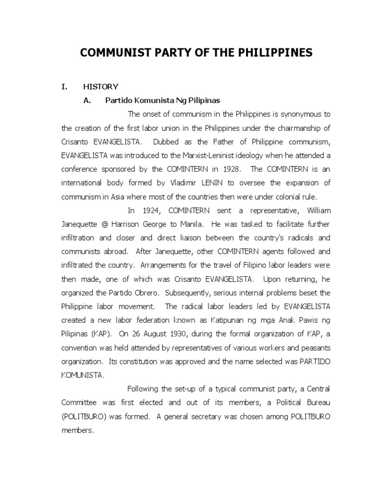 Communist Party of The Philippines | PDF | Anti Capitalism | Left Wing ...
