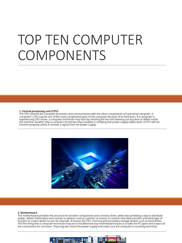 TOP TEN COMPUTER COMPONENTS PDF Printer Computer Data Storage