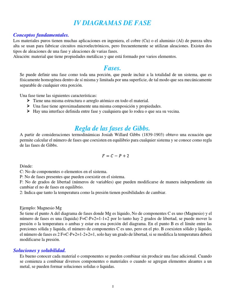 Diagramas de Fase y Aleaciones Metálicas | PDF | Fase (materia ...
