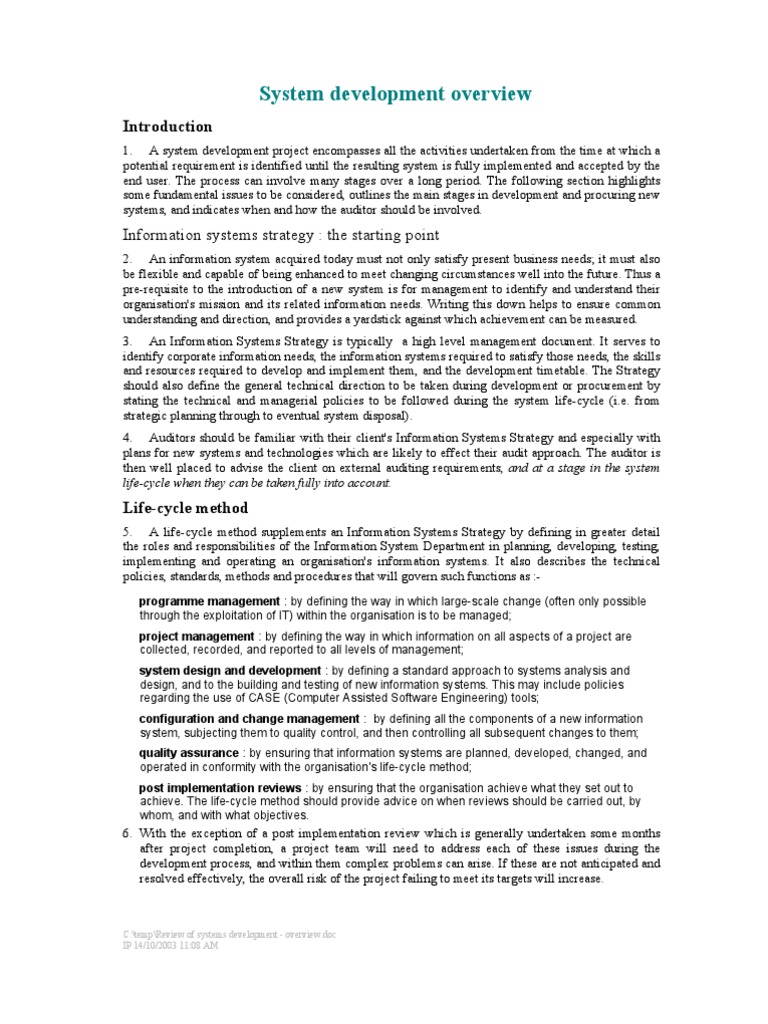 Review of Systems Development - Overview | PDF | Project Management ...