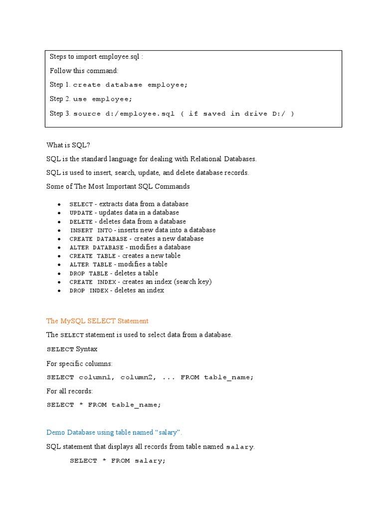 A comprehensive guide to sql commands and key mysql functions for