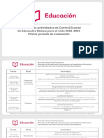 Calendario de Actividades de Control Escolar. 1er Periodo Ciclo 22-23