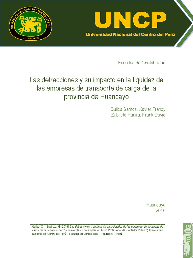 Las Detracciones y Su Impacto en La Liquidez de Las Empresas de ...