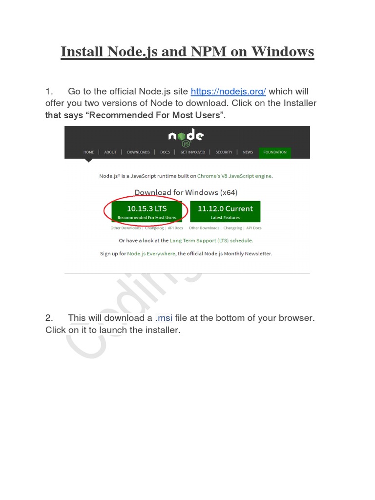 Install Node - Js and NPM On Windows | PDF