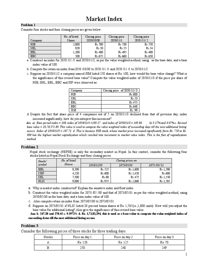 Market Index Calculation Methods | PDF | Stock Market Index | Index ...