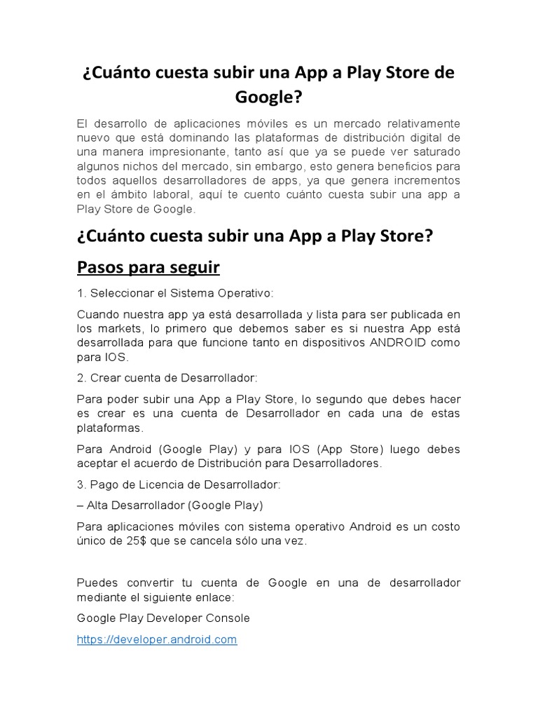 Cu nto cuesta subir una app a play store de google pdf