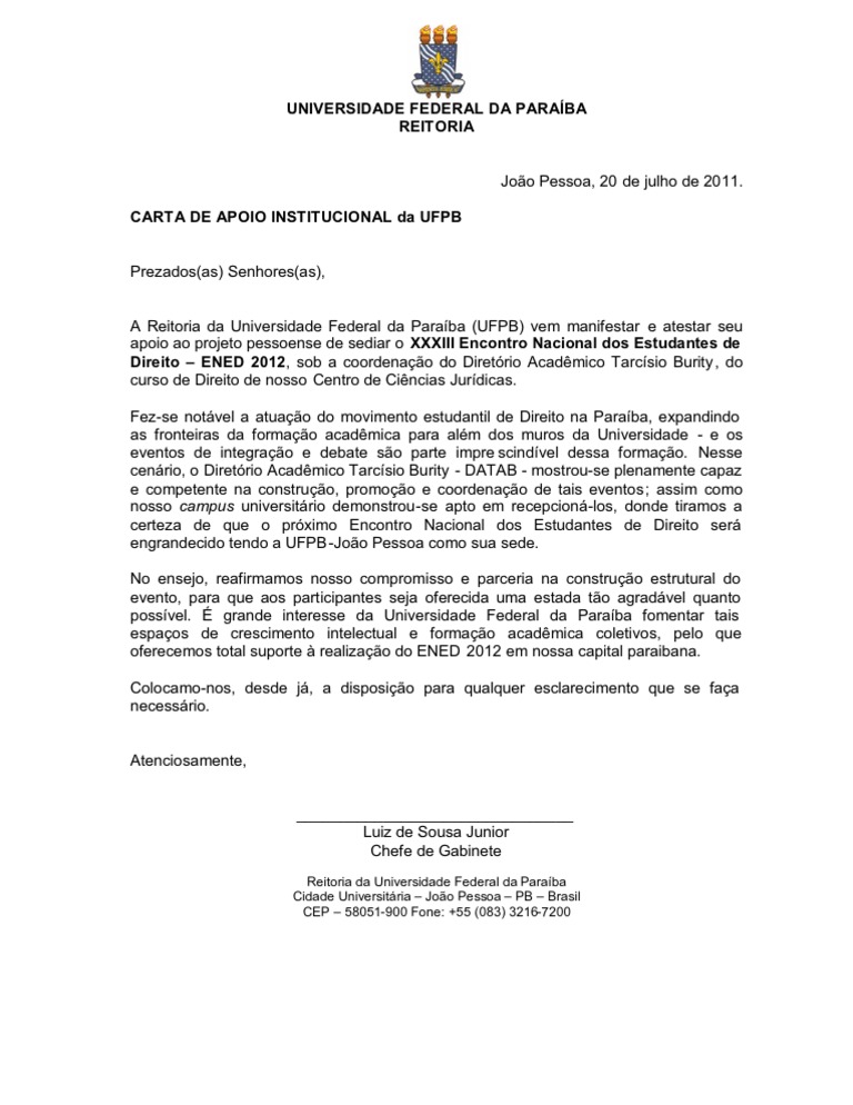 Carta de Apoio Institucional  PDF