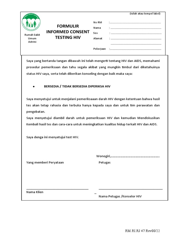 Form Informed Consent Testing HIV PDF