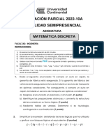 Evaluación Parcial Matemática Discreta 2022-10A