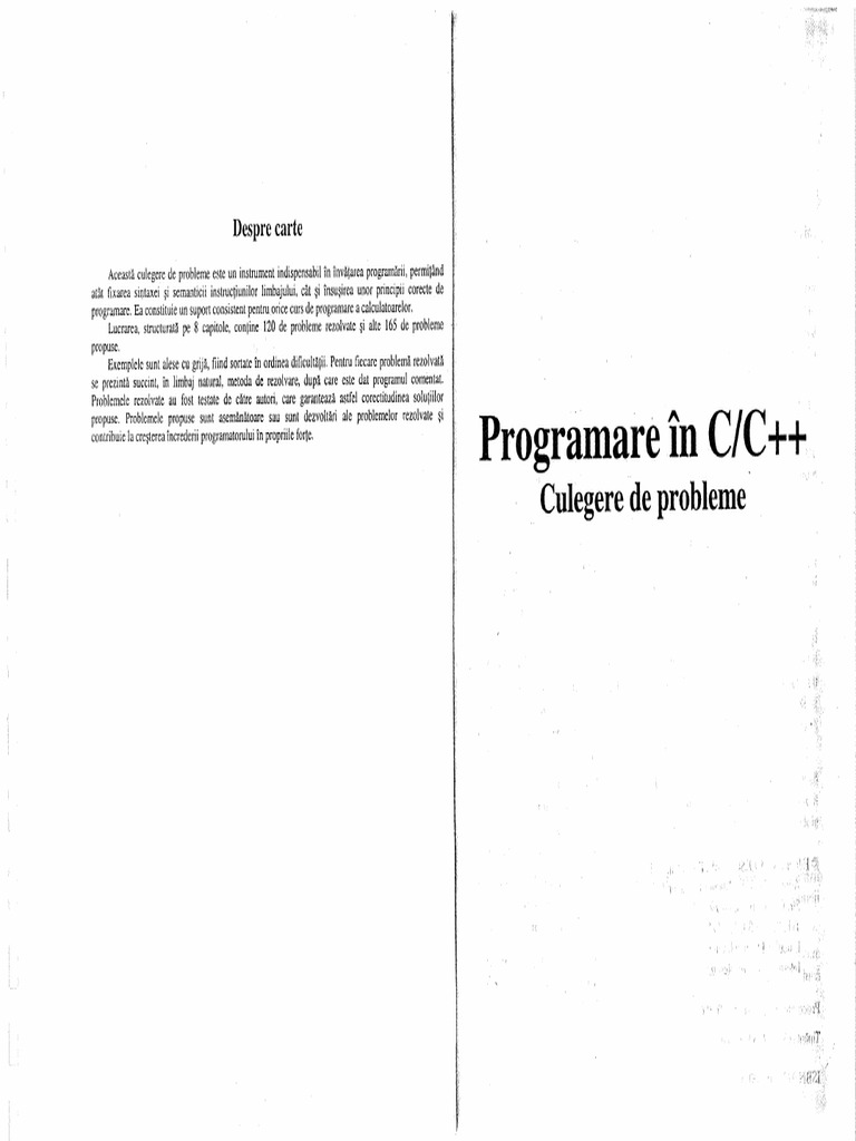 Culegere IN C - C++ CULEGERE DE PROBLEME | PDF