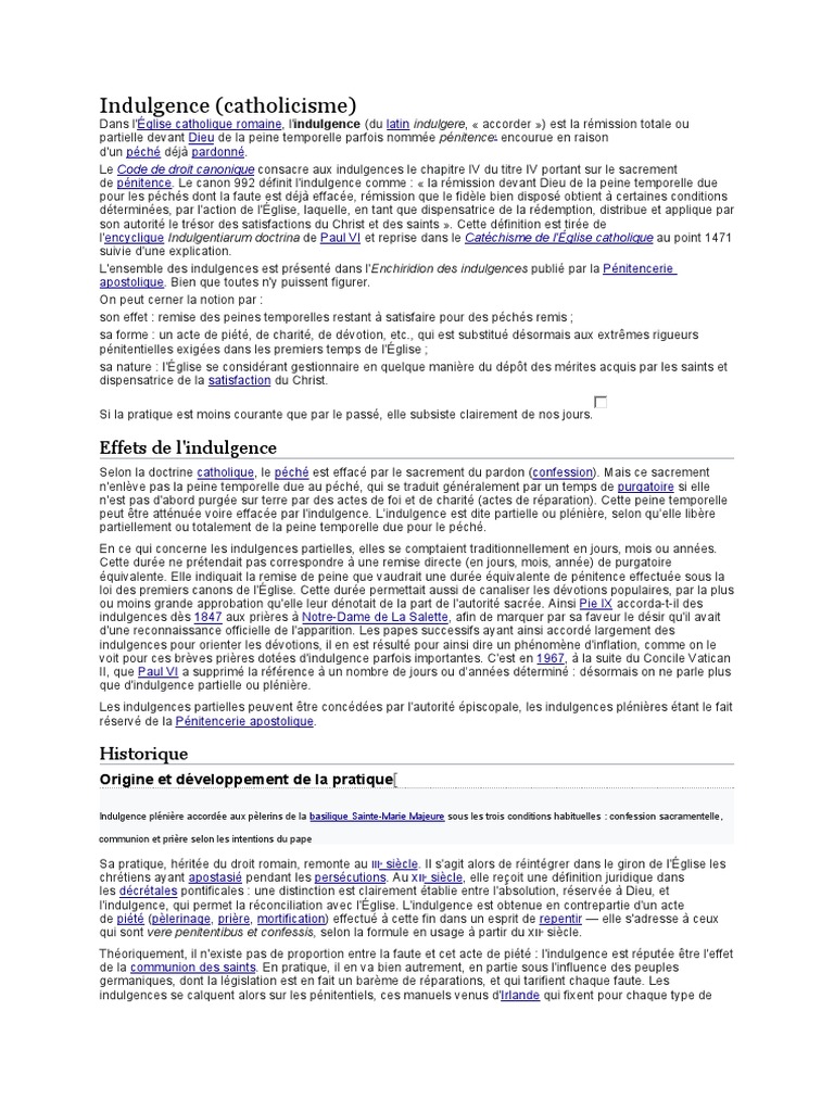 Définition et histoire de l'indulgence | PDF | Indulgence (catholicisme ...