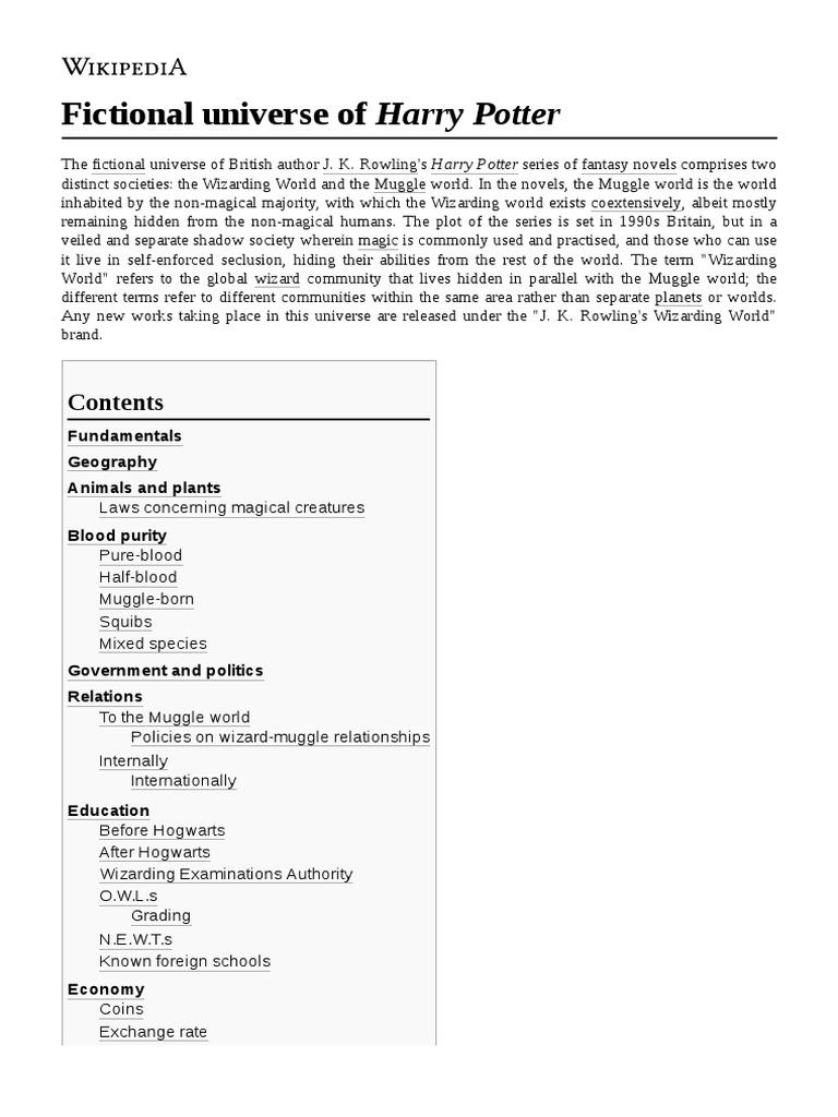 Overview of the Harry Potter Universe | PDF | Fantasy | Contemporary ...