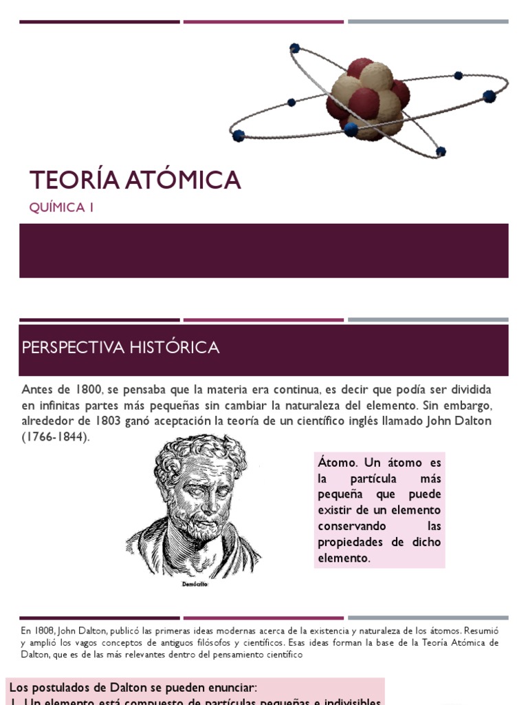 Teoría Atómica Pdf Núcleo Atómico átomos