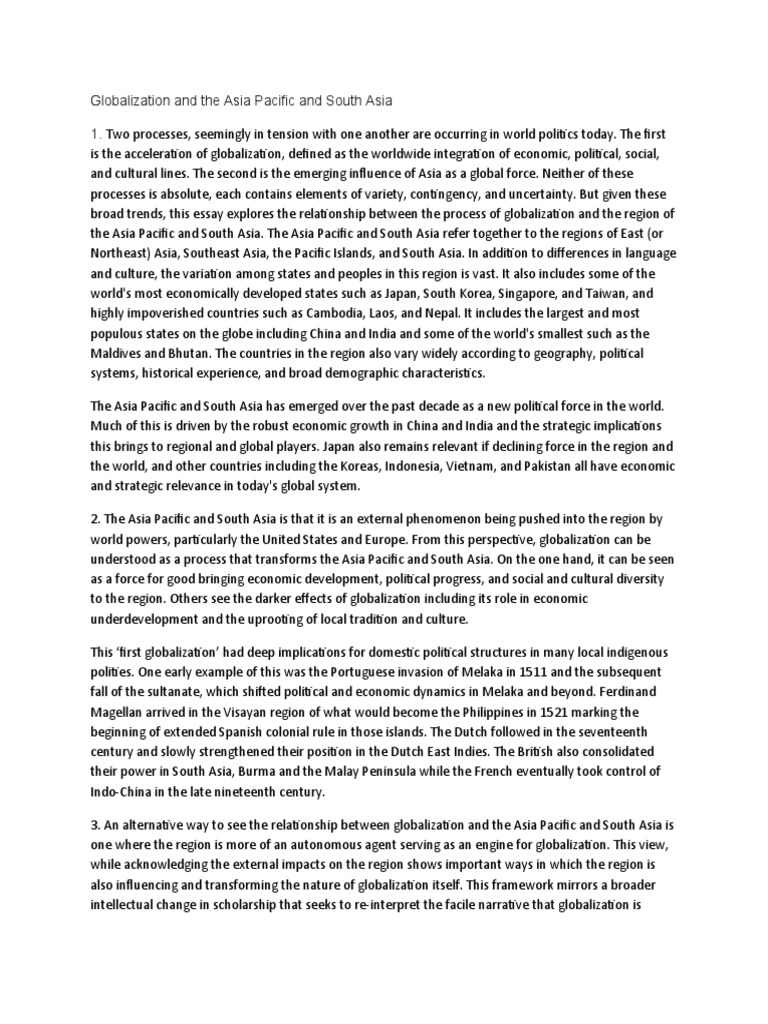 Globalization's Impact on Asia Pacific | PDF | Globalization | Asia