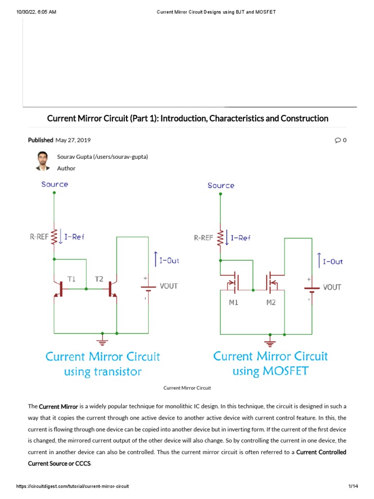 Current Mirror Circuit Designs Using BJT and MOSFET PDF Bipolar