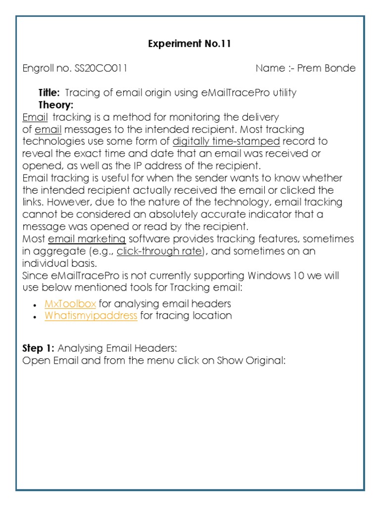 Email Origin Tracing with eMailTracePro | PDF