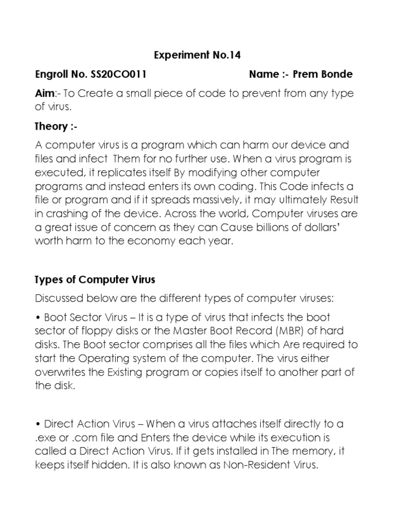 Cs 14 | PDF | Computer Virus | System Software