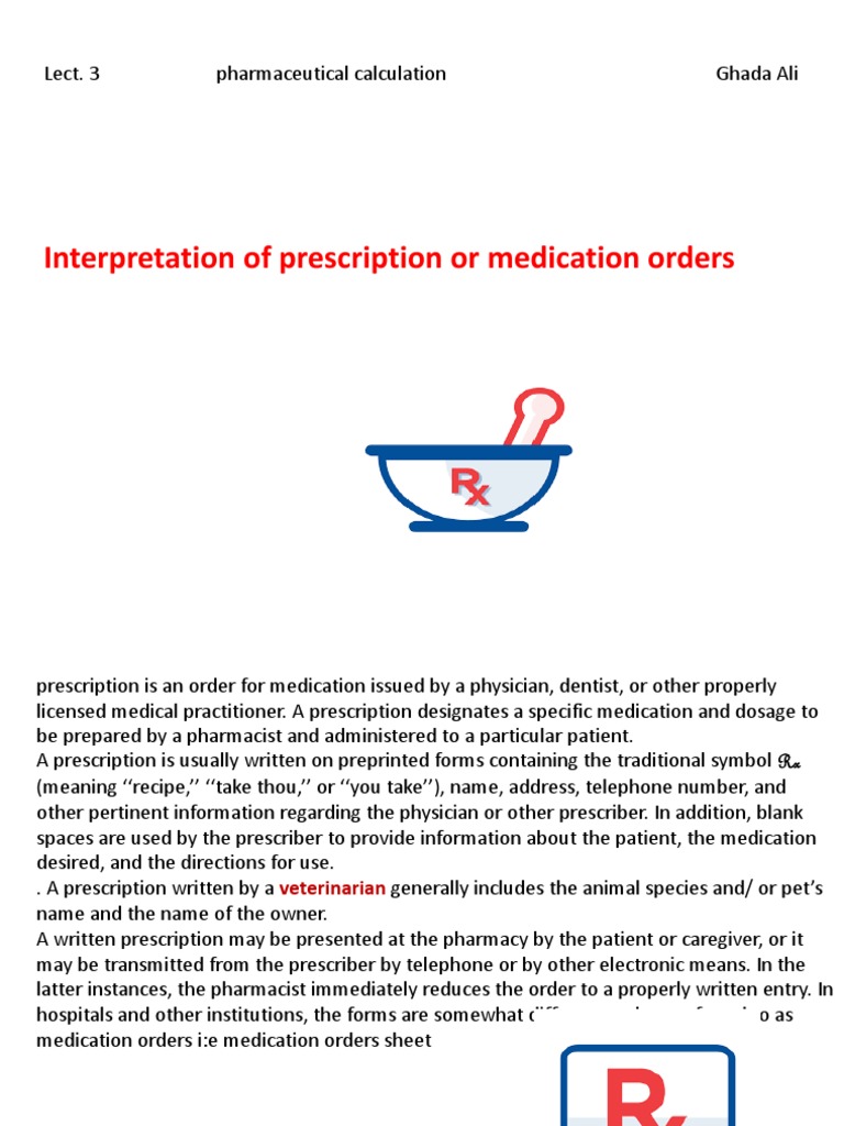 Interpretation of Prescription or Medication Orders PDF Medical