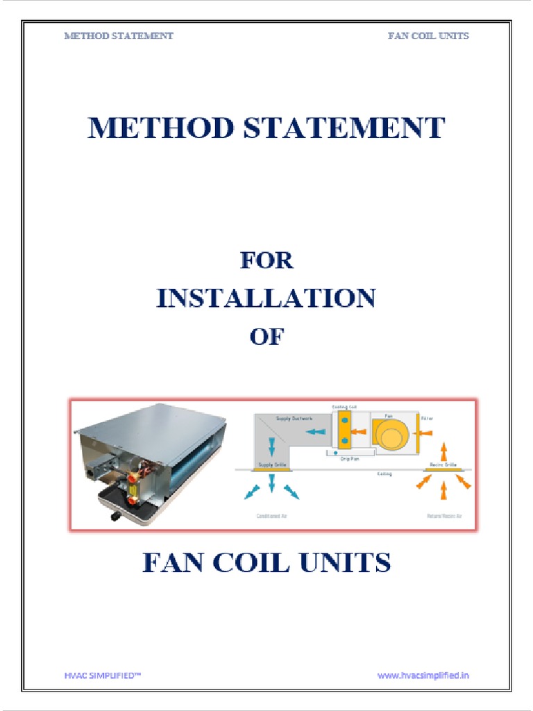 Fan Coil Unit Installation Method Statement | PDF | Valve | Home Appliance