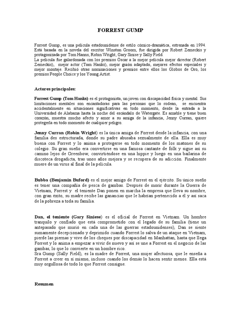 Forrest Gump PDF El escándalo de Watergate Viajes por los Estados