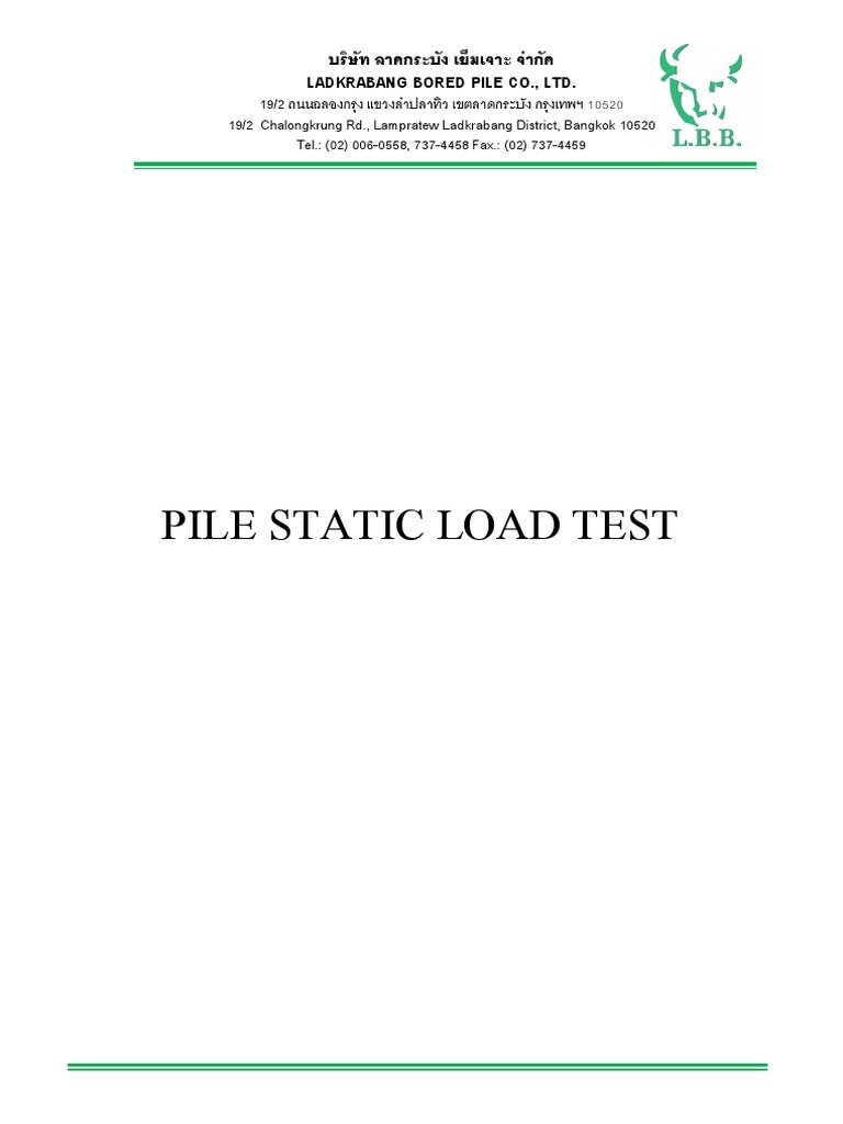 Static Load Testing for Bored Piles | PDF | Deep Foundation | Beam ...