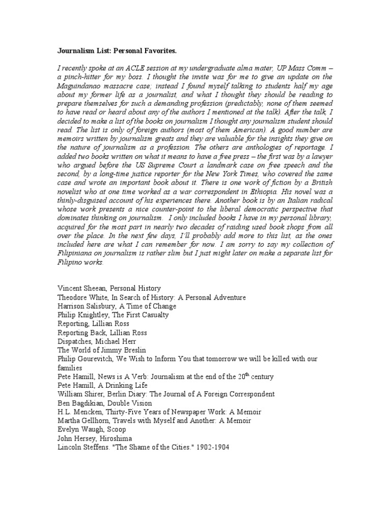 Journalism List | PDF | Journalism | Unrest