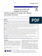 Suitability of Individual and Bulk Milk Samples To Investigate The Humoral Immune Response To Lumpy Skin Disease Vaccination by ELISA