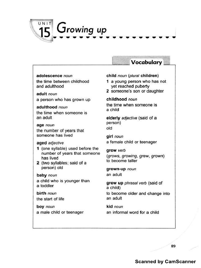 Unit 15 Growing Up Pdf