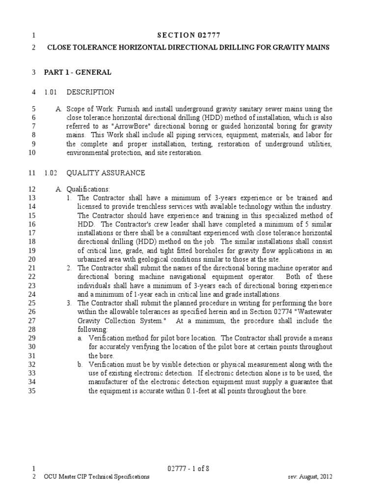 Close Tolerance Horizontal Directional Drilling For Gravity Mains PDF