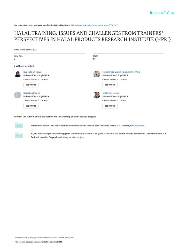 Halal Training Challenges at HPRI | PDF | Cognitive Science | Cognition