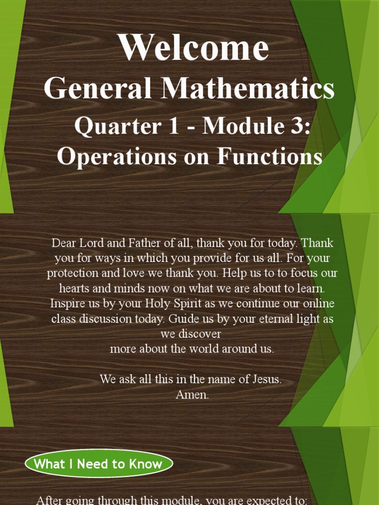 Module 3 Operations On Functions | PDF | Function (Mathematics ...