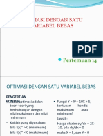 Optimasi Ddengan Satu Variabel Bebas (Pertemuan 14)