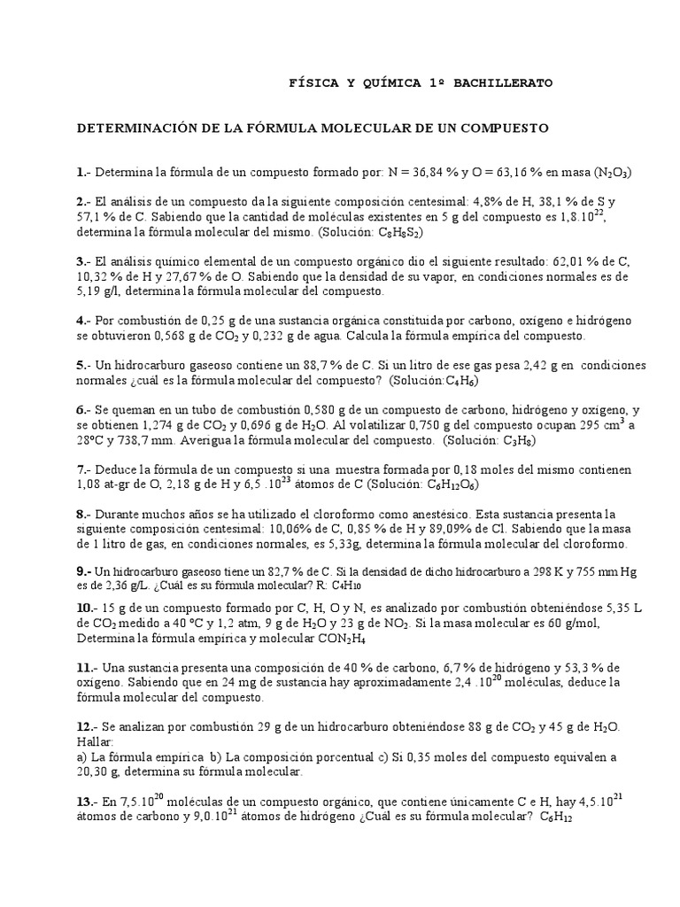 Fórmulas Moleculares en Química Orgánica | PDF | Compuestos orgánicos ...