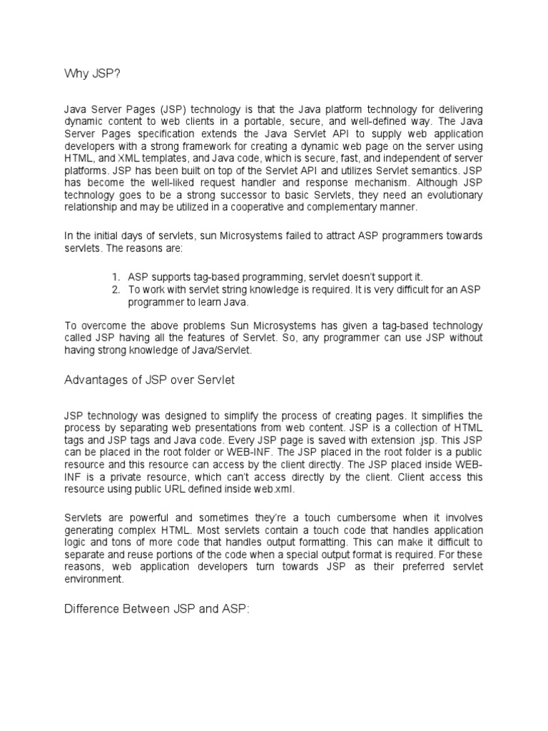 Why JSP PDF Java (Programming Language) World Wide 