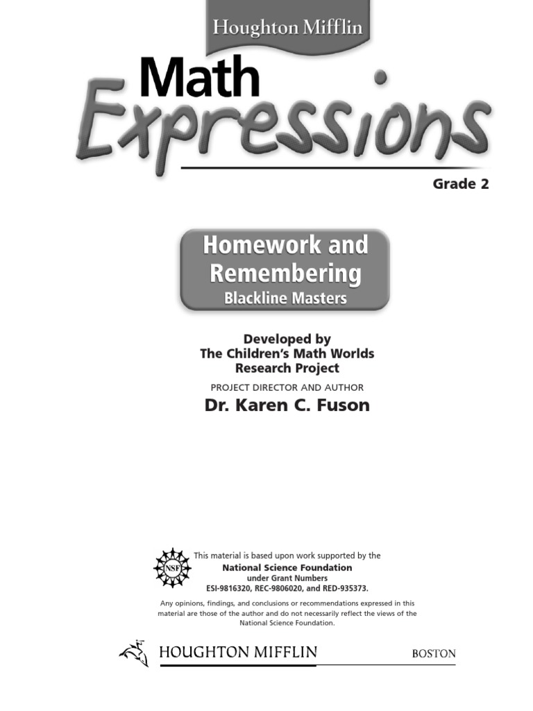 Math Expressions Homework and Remembering Grade 2 (PDFDrive) | PDF ...